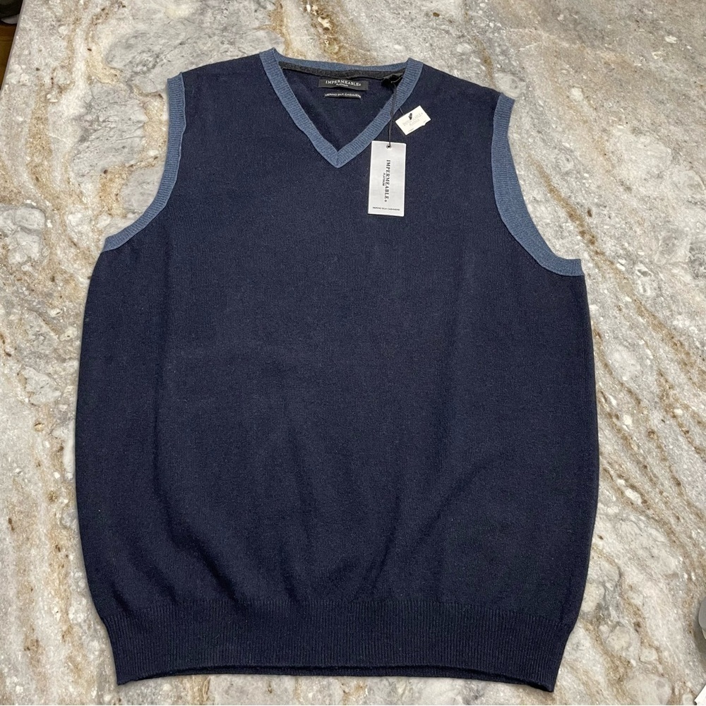 Impermeable Silk Merino Wool Cashmere Blend Sweater Vest Men’s Medium Preppy